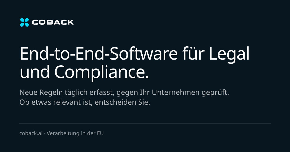Regulatorik für Software und Technologie - COBACK